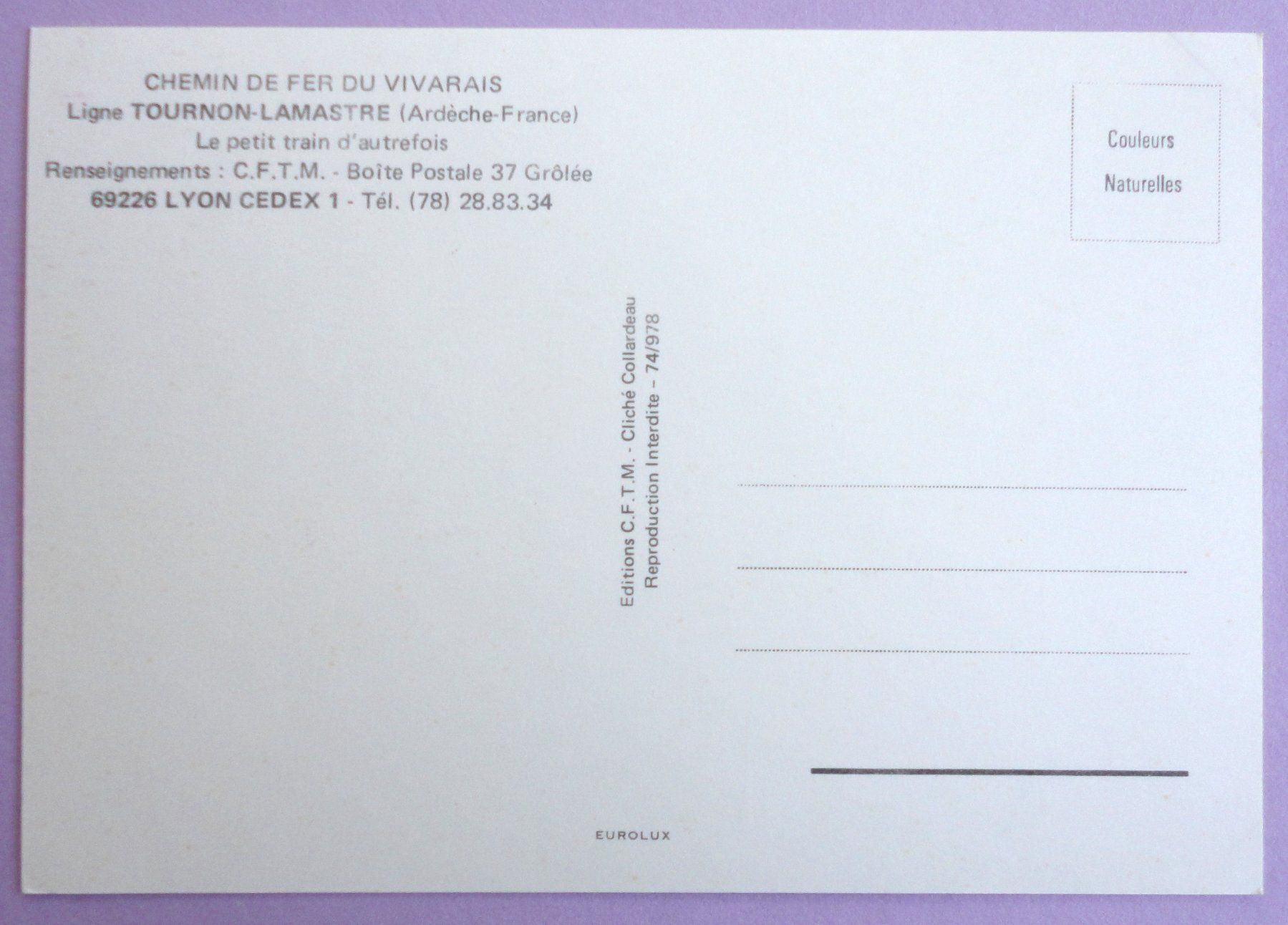 Cartoline postali: Chemin de fer du Vivarais – Usato da Fétigny venduto da Billy2miny 1
