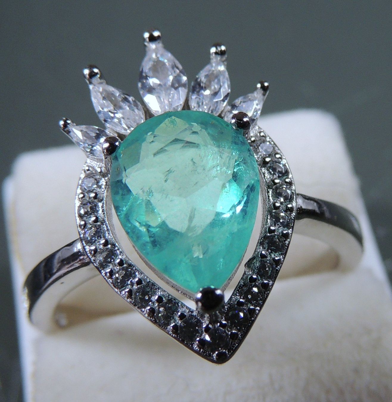 Anelli: Lab grown Smaragd Silber 925 Fingerring – Nuovo e nell'imballaggio originale da Waldenburg venduto da schaller707 4