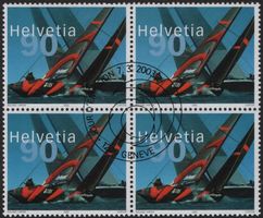 Alinghi im Viererblock mit zentrischem ET-Stempel ab 1 Fr.