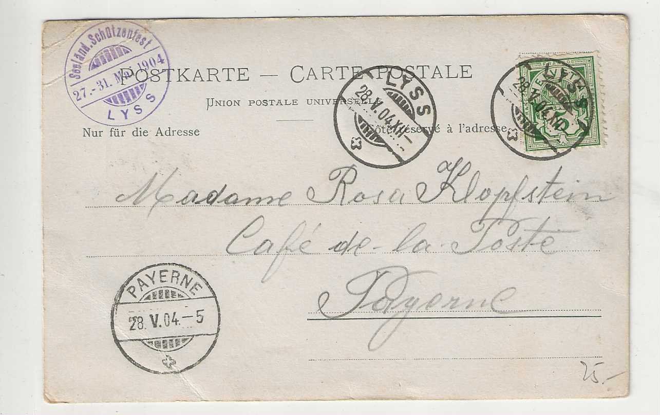Cartoline postali: Lyss, Litho, 1904 – Usato da Spiez venduto da Niesen20 1