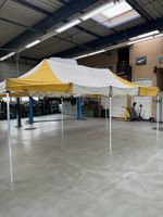 Faltpavillon gelb weiss mit diversen Seitenwände 