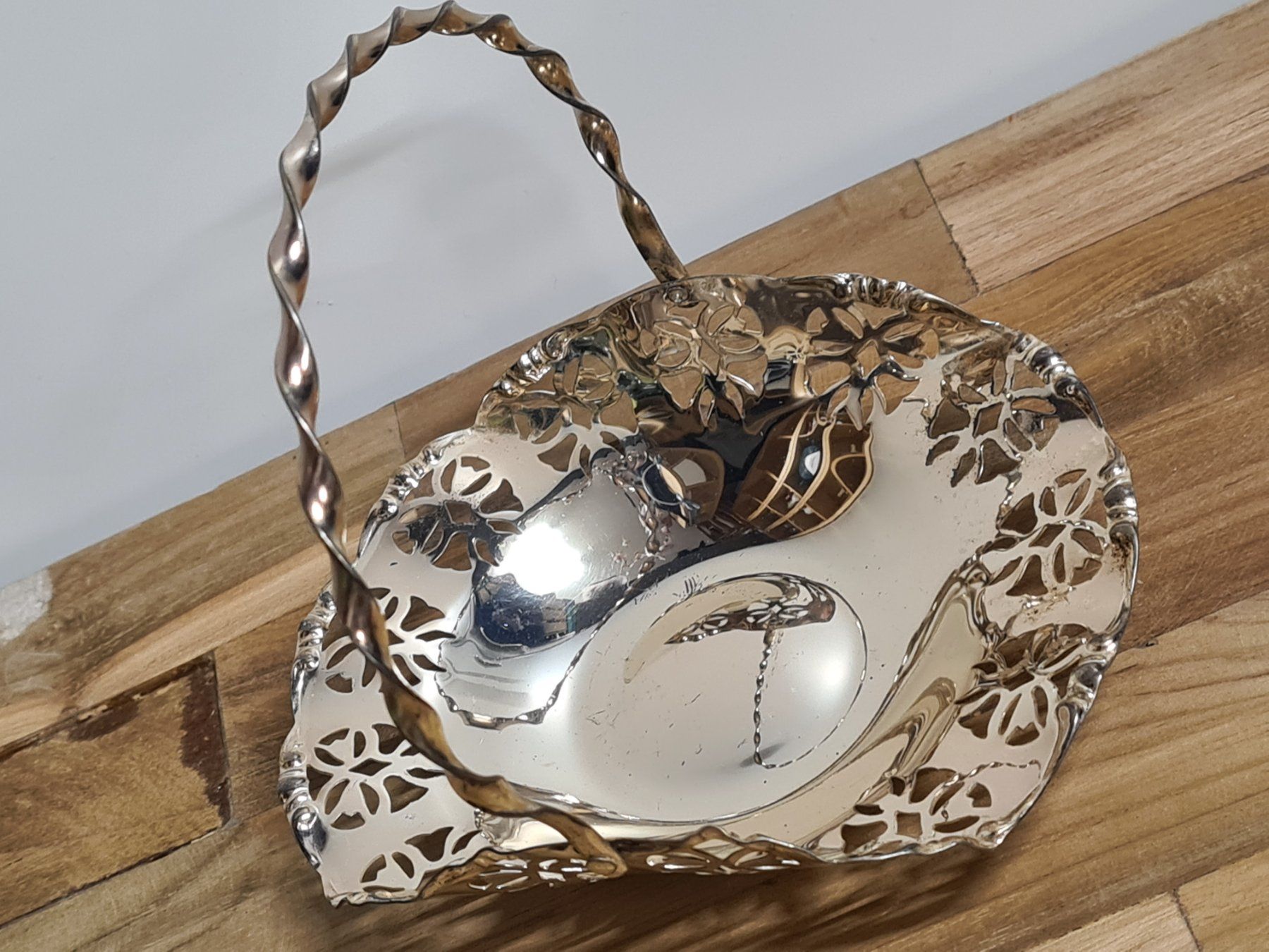 Sottobicchieri: Kleiner silbriger Deko Korb 13x13 cm cm – Usato da Amriswil venduto da used2use 1