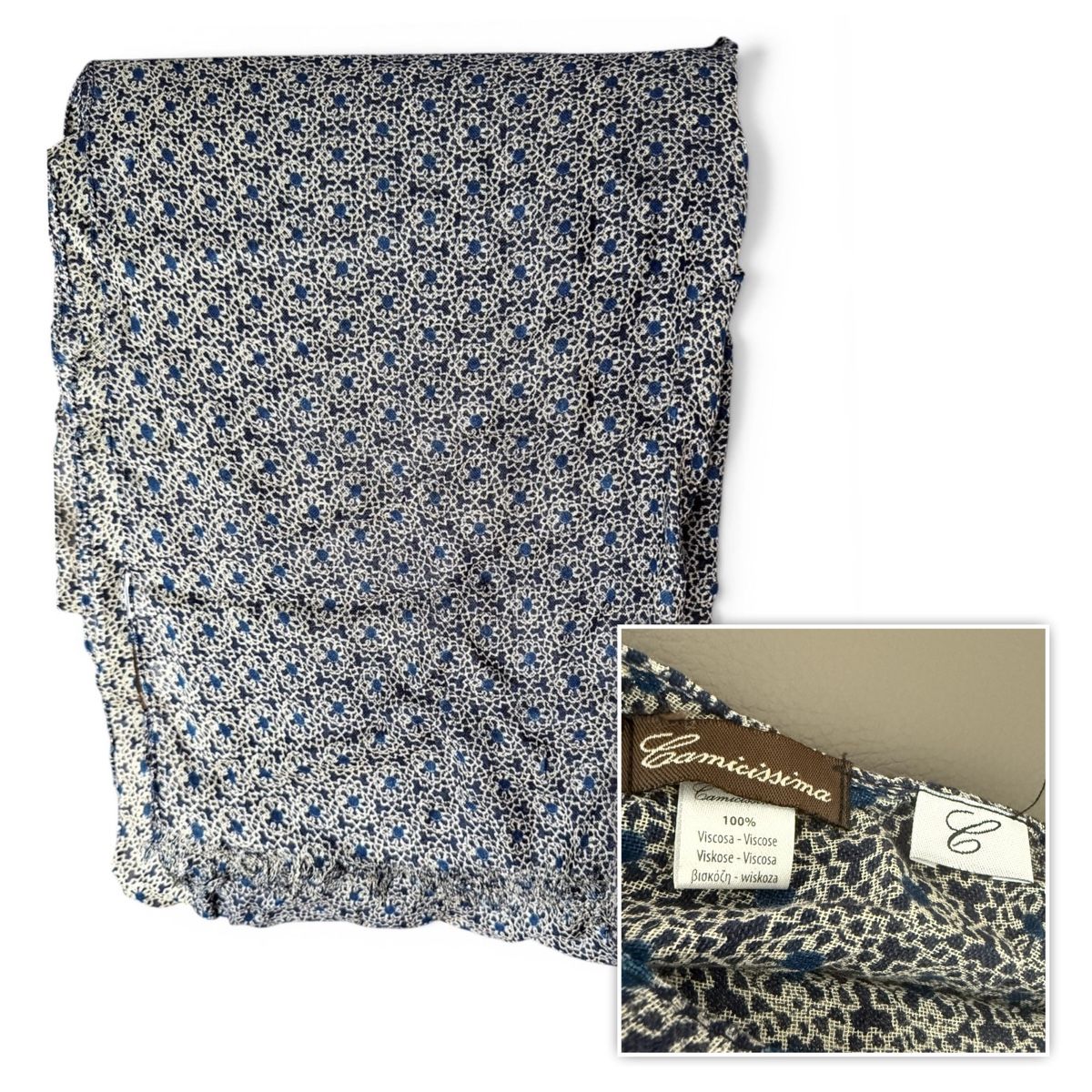 Foulards, Tücher & Schals: Foulard Camicissima stampa blu 100% viscosa – Gebraucht aus Viganello von mat_bds6