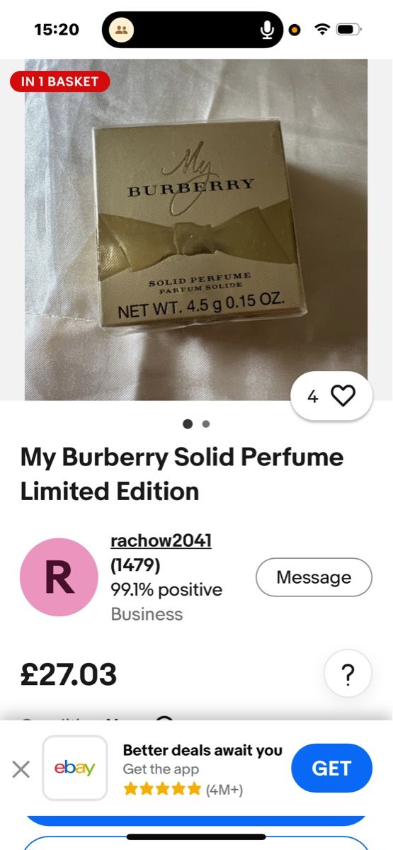 Burberry Profumi & Eau de Toilette: My Burberry Solide Perfume 4,5g Neu – Nuovo e nell'imballaggio originale da Eglisau venduto da 3flower-power3 5