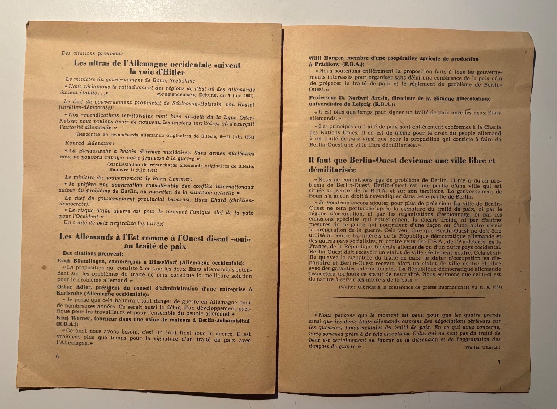 Dokumente: Brochure "Halte à la guerre !" ...traité de paix... – Gebraucht aus Neuchâtel von gefdeneuch 4
