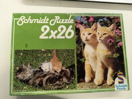 Schmidt Puzzle 2x26 Teile - Süsse Kätzchen im Sommer!