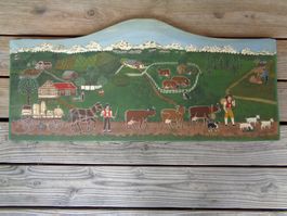 APPENZELLER ALPAUFZUG 90 x 42 SENNEN BLÄSS KÜHE LEDIWAGEN