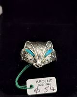 Ring Vintage Navajo Native Style "Türkis-Katze" 925 Silber