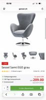 Sessel Samt EGO grau 