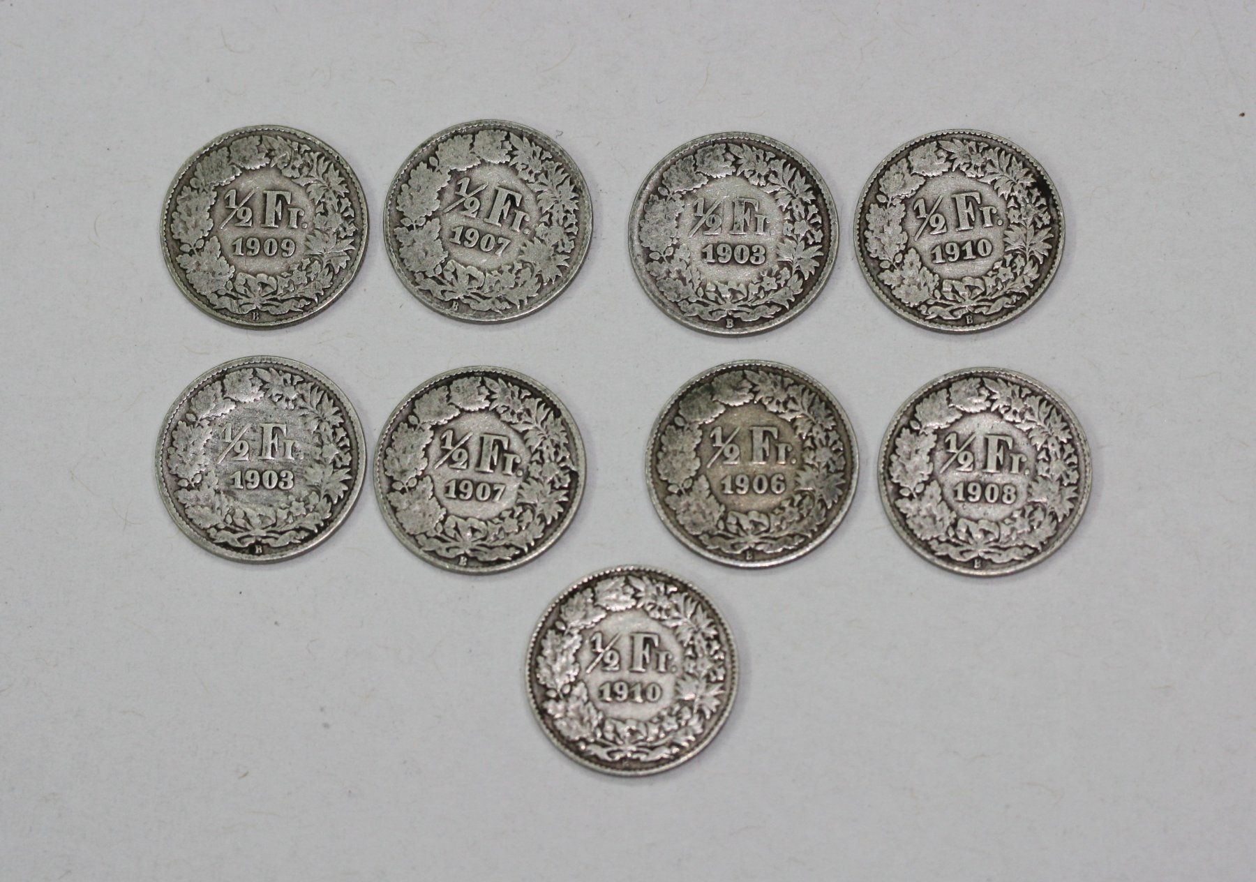 Tutti le monete: 9 x 50 Rappen 1903-1910 – Nuovo (secondo la descrizione) da Chur venduto da Invinoveritas