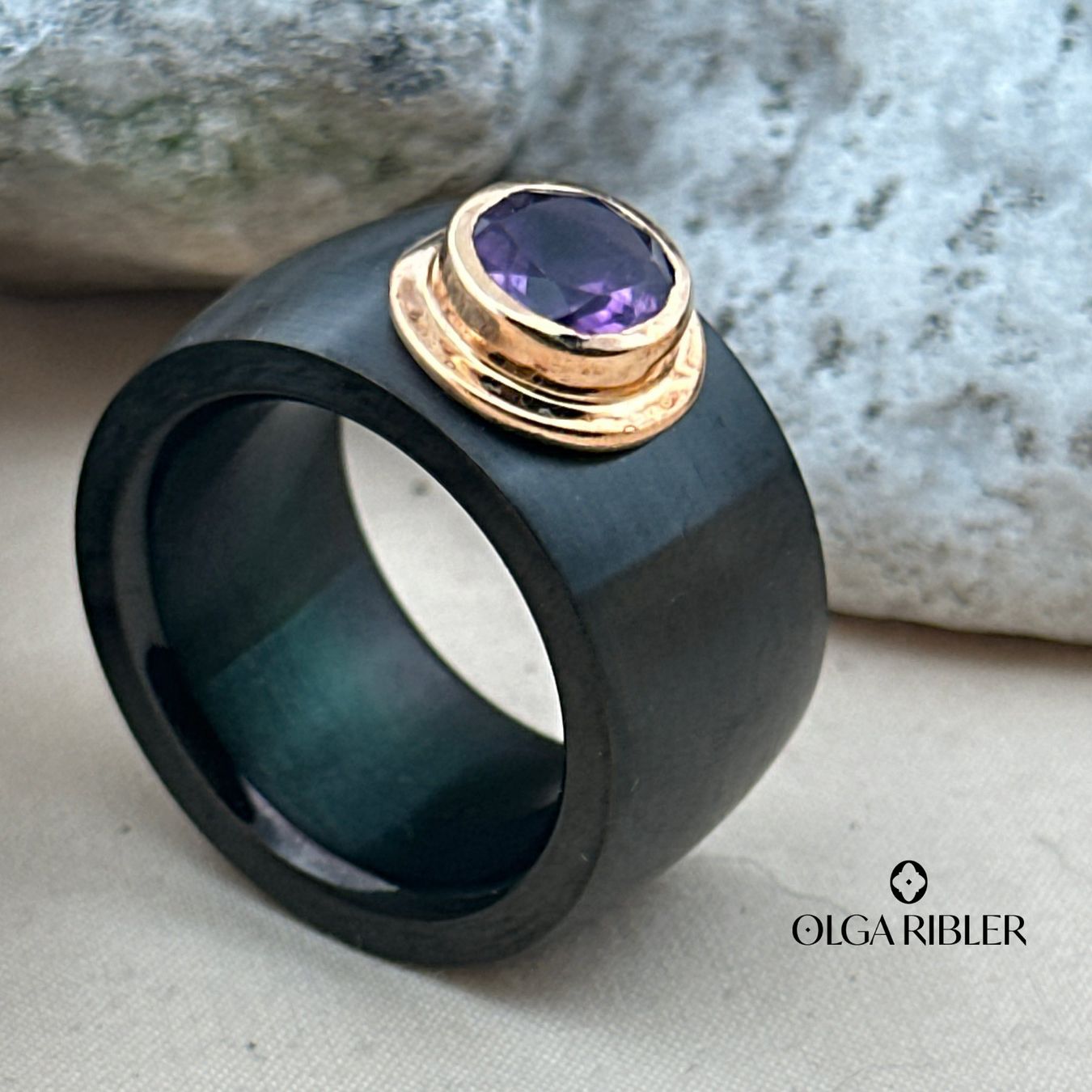 Olga Ribler Ringe: Edelstahl Ring mit Amethyste Ringgrösse 58 – Neu (gemäss Beschreibung) aus Luzern von Schmuckoutlet 7