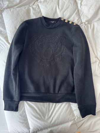 Sweat noir à motif tigre et boutons dorés - Taille L 🐯