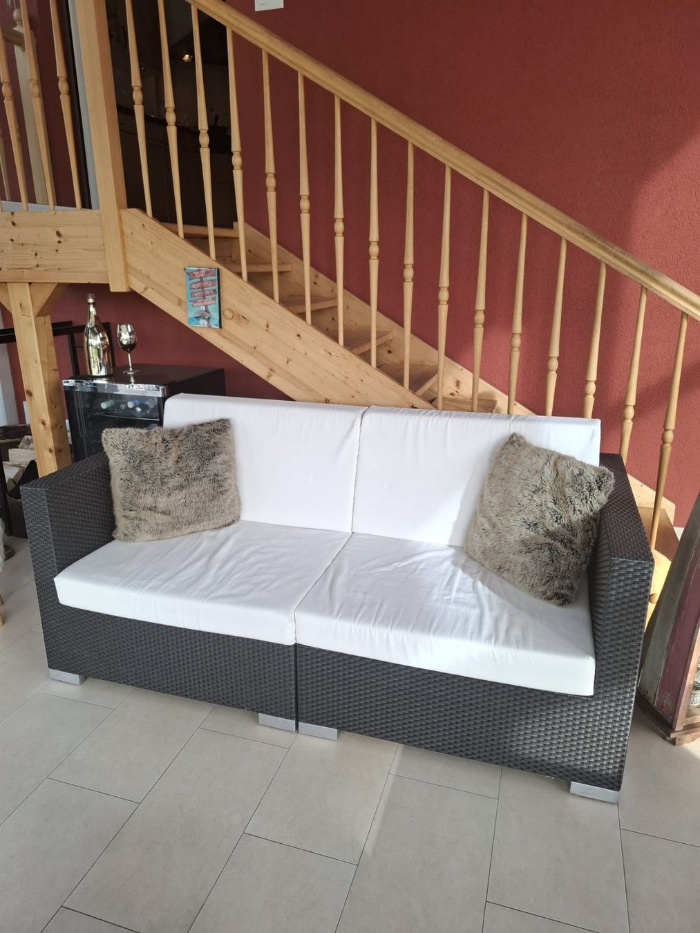 Divani: MBM "Bellini Mocca" Rattan Lounge inklusive Tischchen – Usato da Niederbipp venduto da Wcobra