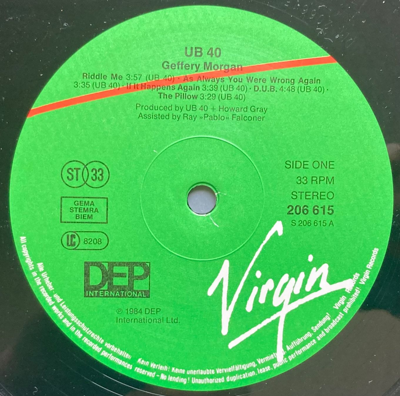 Dischi in vinile: UB40 - GEFFERY MORGAN – Usato da Poliez-Pittet venduto da Newtown-Records 3