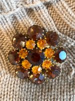 BROSCHE VINTAGE Gablonzer goldig braun