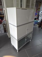 Hochschrank weiss mit Glastüren und Schublade 139x42x84.5cm