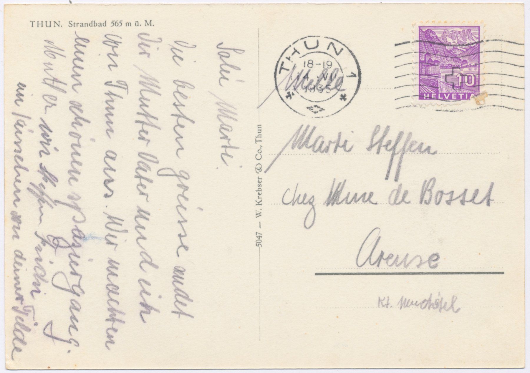 Cartoline postali: Thun Strandbad 1935 belebt – Usato da Lützelflüh-Goldb venduto da fluidum 1
