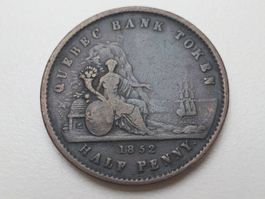 🇨🇦 Province of Canada Quebec Half Penny (1 Sou) 1852. Rare