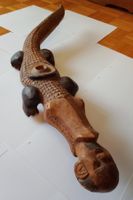 Skulptur Holz - Krokodil Frisst Mann - Afrika? Volkskunst