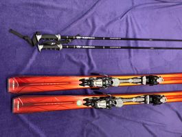 Ski Atomic Nomad Torrid gebraucht mit Skistöcken rot