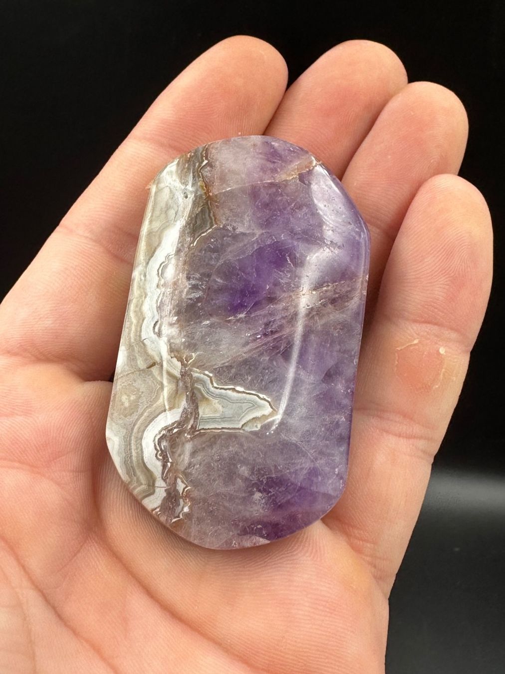 Minerali & Pietre curative: Amethyst mit Achat Handschmeichler Heilstein – Nuovo e nell'imballaggio originale da Männedorf venduto da Handschmeichler 3