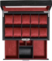 Leder-Uhrenbox 10 Fächer mit Schublade