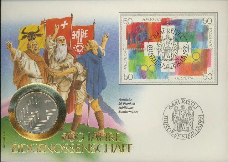 Tutti le monete: 20 Fr Numis-Brief 1991 700 Jahre Schweizer Eidgenossenschaft – Nuovo (secondo la descrizione) da St. Moritz venduto da Guenteratch