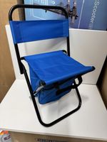 Blauer Camping-Klappstuhl mit Kühltasche - Ideal für Sommer!