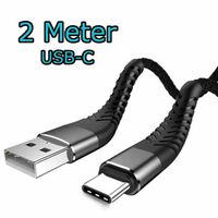 2m USB C Kabel Handy Ladekabel gesleevt Schnelladen