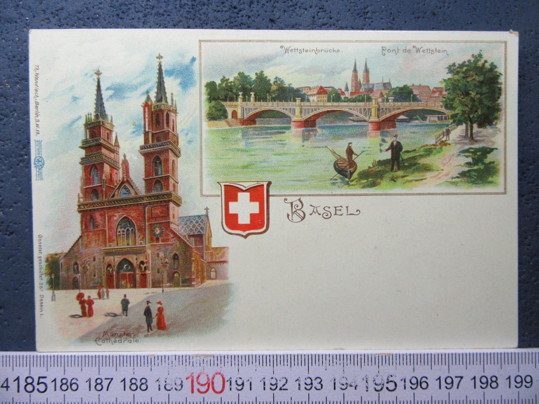 Cartoline postali: BASEL 2 BILD-AK BS ANTIK KLEBERESTE HINTEN – Usato da Ettingen venduto da Hausi4711
