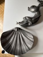 Zinn Wandbrunnen Delfin mit Muschelbecken gebraucht