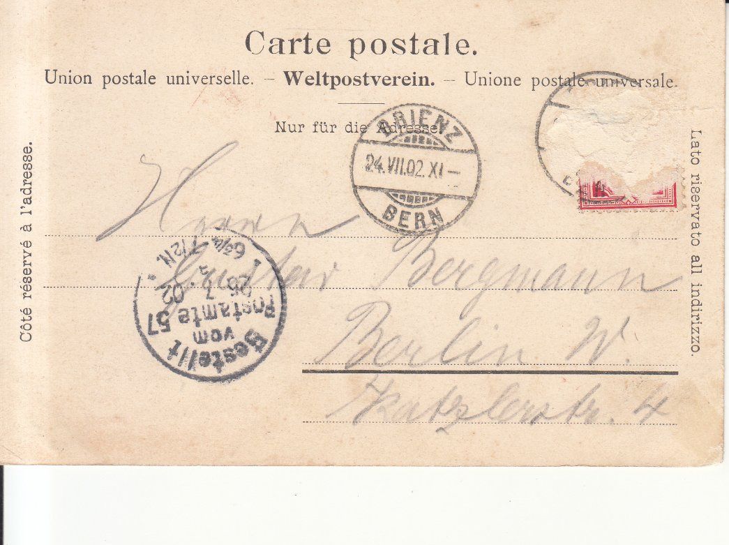 Cartoline postali: Schynige Platte 1902 mit Stempel "Bestellt vom Postamte 57" – Usato da Bürglen TG venduto da StampGraf 1
