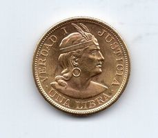 (363) Peru, 1 Libra, 1965, top stgl, Gold