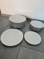 Kahla 12 Speiseteller und 10 Frühstücksteller mit Silberrand
