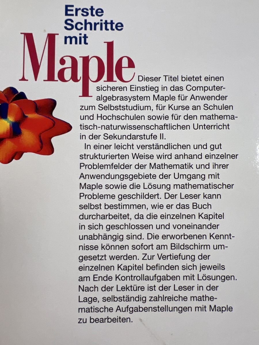 Libri: Erste Schritte mit Maple - Werner Burkhardt – Usato da Grüningen venduto da Fox007 3