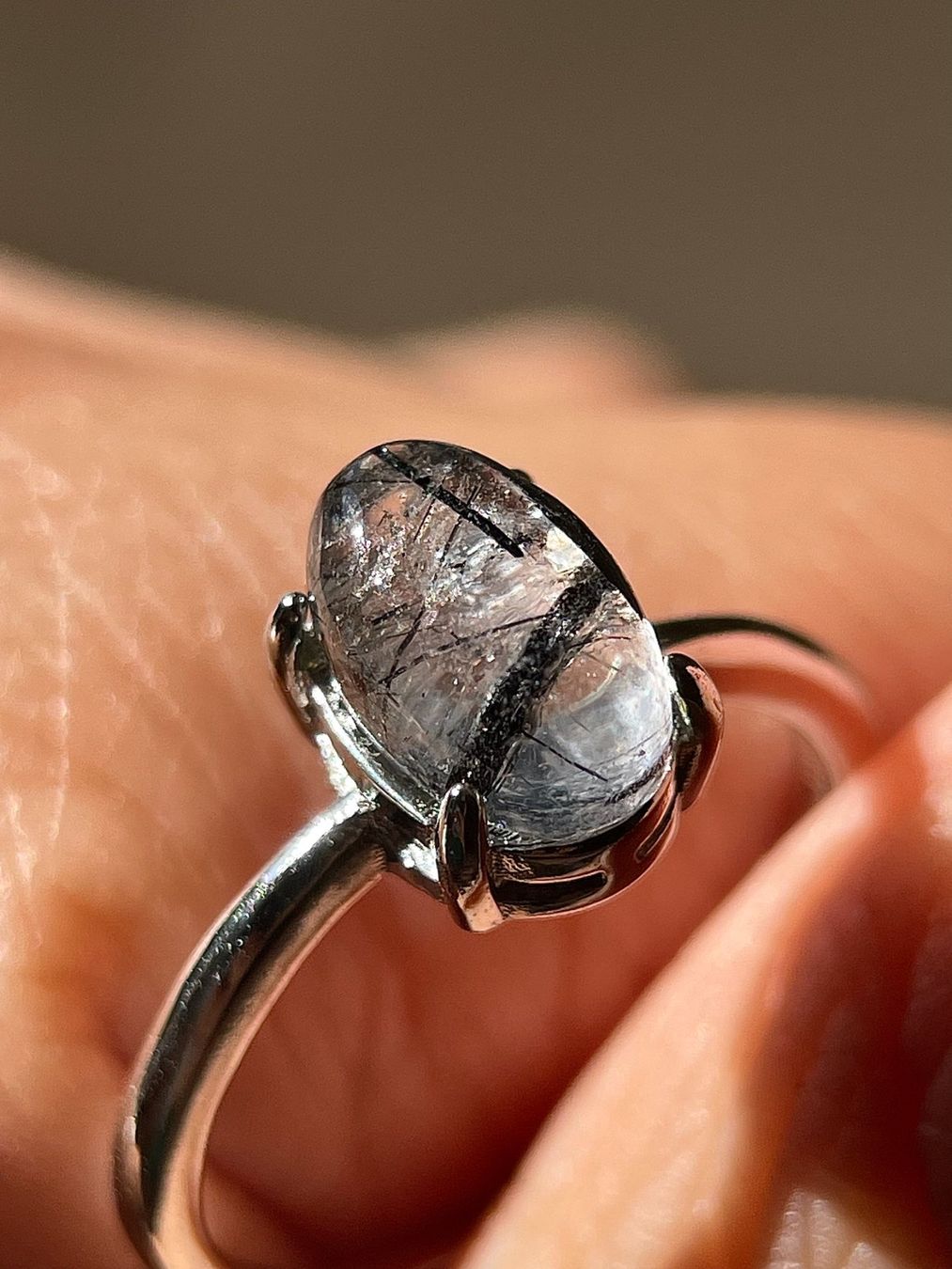 Anelli: 100 % echter schwarzer Rutilquarz-Ring – Edelsteinring. – Nuovo e nell'imballaggio originale da Schiers venduto da sisikristall 5