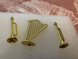 Goldfarbene Miniaturen Musikinstrumente Deko Puppenstube,