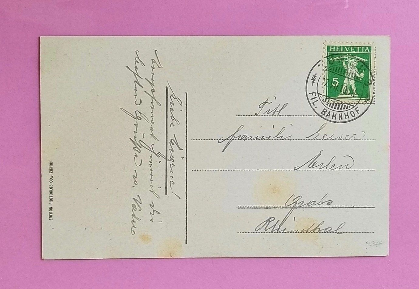 Ansichtskarten: Zürich - Drahtseilbahn - 1910 – Gebraucht aus Rothrist von RROENK 1