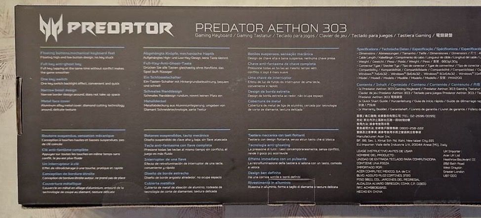 Tastiere: PREDATOR Aethon 303 Gaming-Tastatur – Nuovo e nell'imballaggio originale da Regensdorf venduto da Young_P90 3