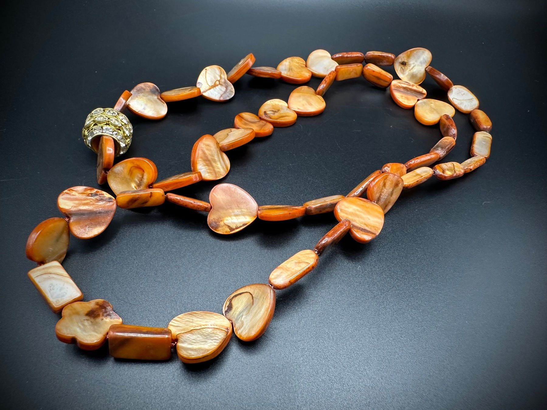 Catenine: Orange/braune Perlmutt Halskette – Nuovo (secondo la descrizione) da Lamone venduto da LaCantinaMagica 3