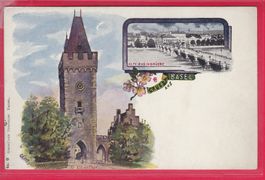 GRUSS AUS BASEL, ALTE RHEINBRÜCKE, ST.ALBANTHOR