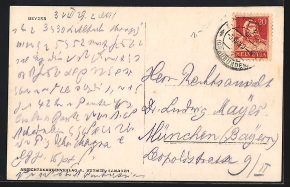 Cartoline postali: Bevers, Gesamtansicht mit Gipfelpanorama – Usato da Berlin venduto da bartko-reher 1