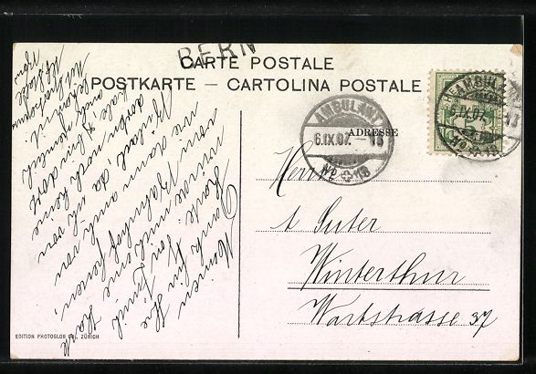 Cartoline postali: AK Bern, Neues Postgebäude, 1907 – Usato da Berlin venduto da bartko-reher 1