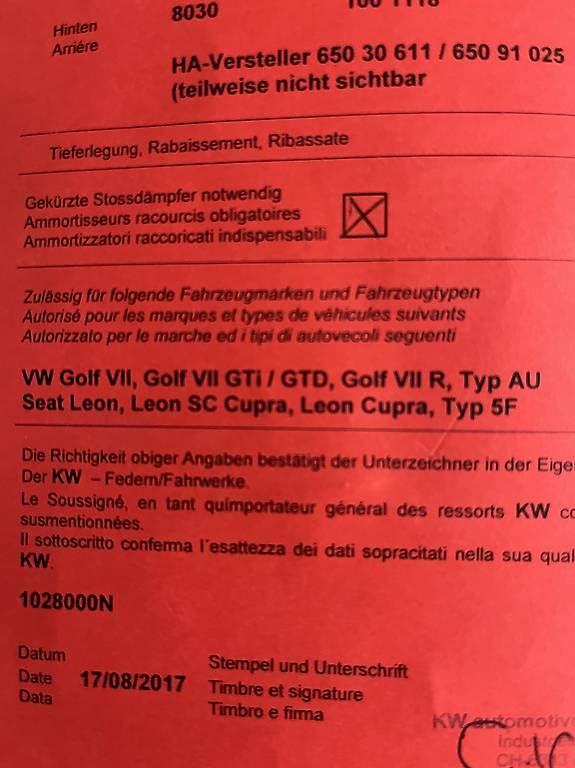 Alle Autoersatzteile: KW Gewindefahrwerk. Top. – Gebraucht aus Bürglen UR von Heitec 2