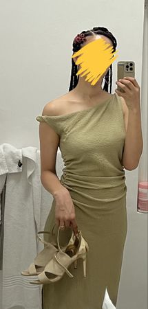 Robe mi-longue asymétrique, beige „safari“, taille S-M
