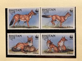 Bhutan 1997 Satz WWF Rothund postfrisch