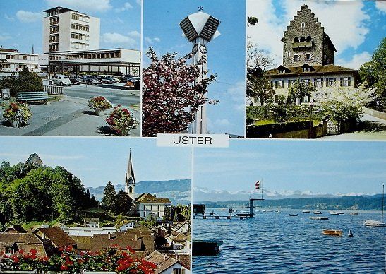Ansichtskarten: USTER Gemeindehaus Kirche Schloss Greifensee, Auto, VW-Käfer – Gebraucht aus Jona von philajona
