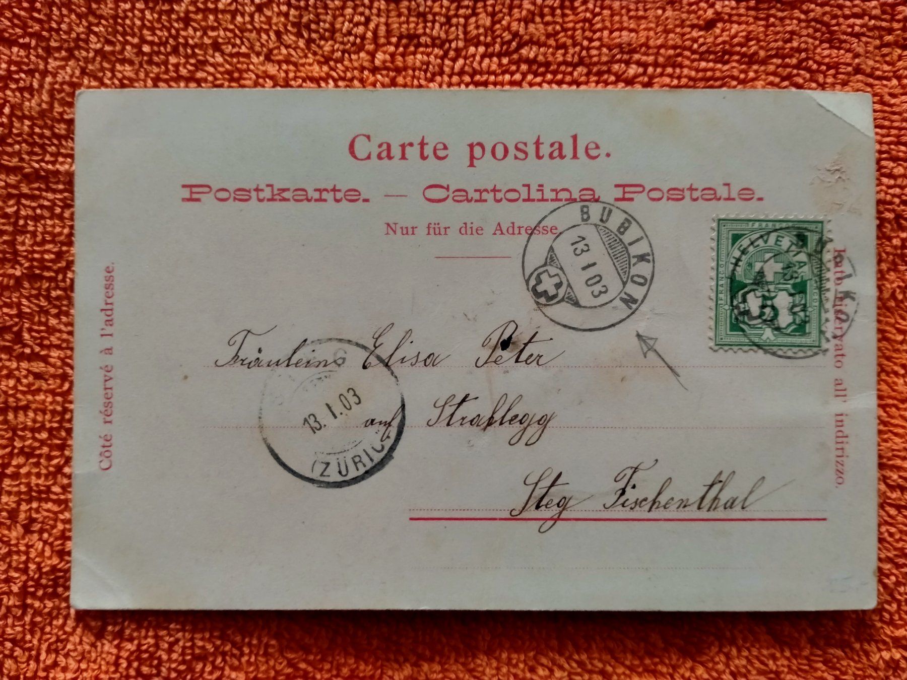 Ansichtskarten: AK Chocolat Suchard Bern Rarer Bubikon Stempel Briefmarke – Gebraucht aus Küssnacht am Rigi von cartolina-1 4