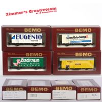 4 x BEMO RhB Werbe-Güterwagen, H0m, 047