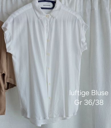 Sommerliche, weisse Bluse, Gr. 36/38, Kurzarm, Top Zustand
